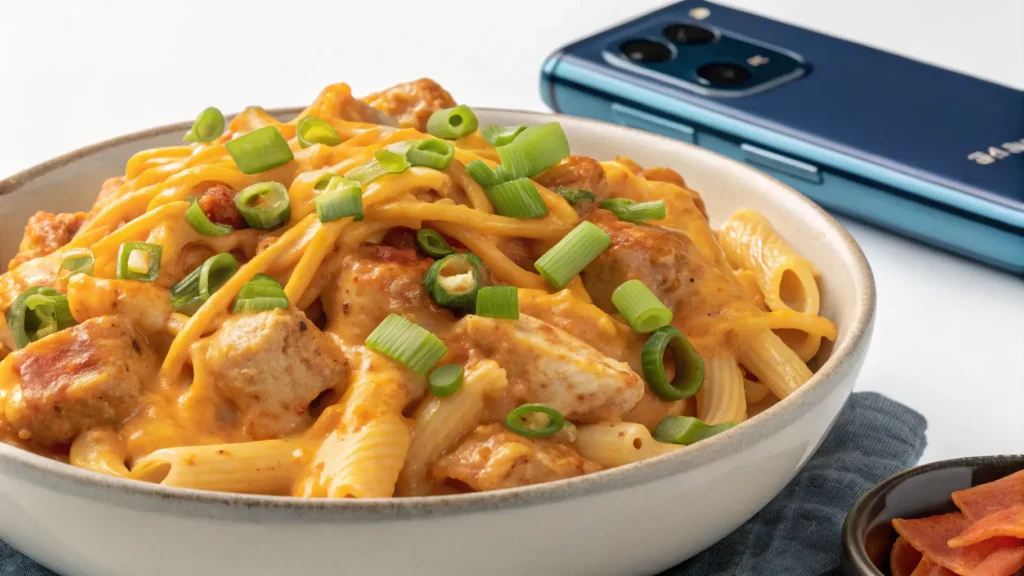 spicy buffalo crockpot chicken pasta recipe