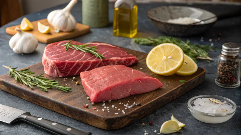 Ingredients for Buona Beef Tuna Genovese copycat recipe including tuna and beef