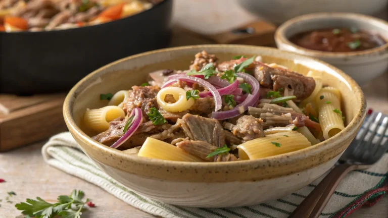 Buona Beef Tuna Genovese recipe served over pasta