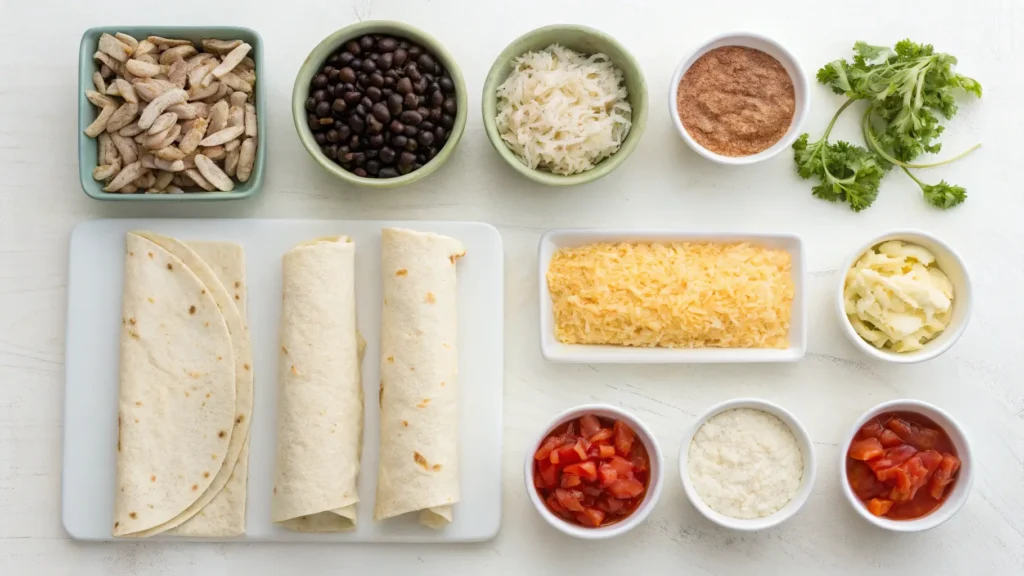 assembling a chicken burrito step by step
