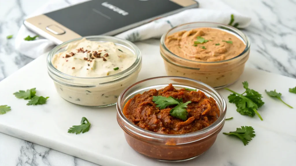 chicken burrito marinades in glass bowls