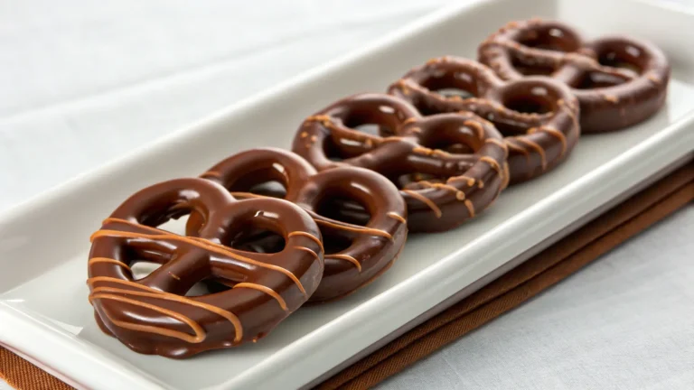 Close-up of homemade chocolate covered pretzels with sprinkles