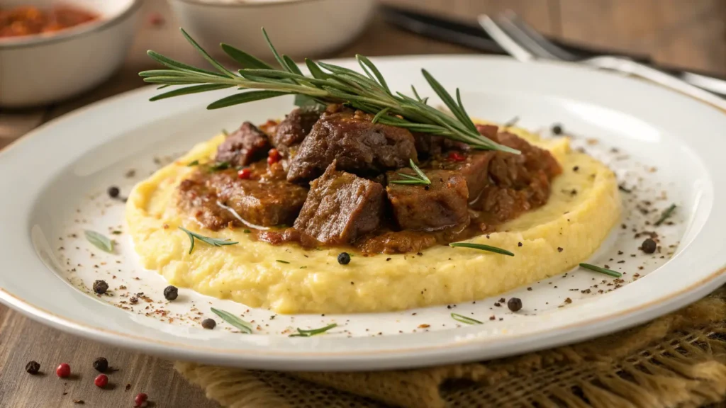 Buona Beef Tuna Genovese recipe served with polenta