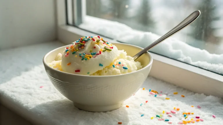 Homemade snow cream recipe with colorful sprinkles