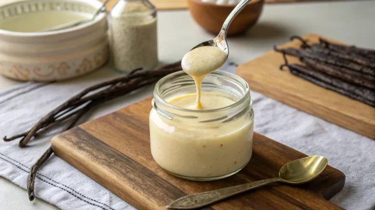homemade vanilla paste recipe in glass jar