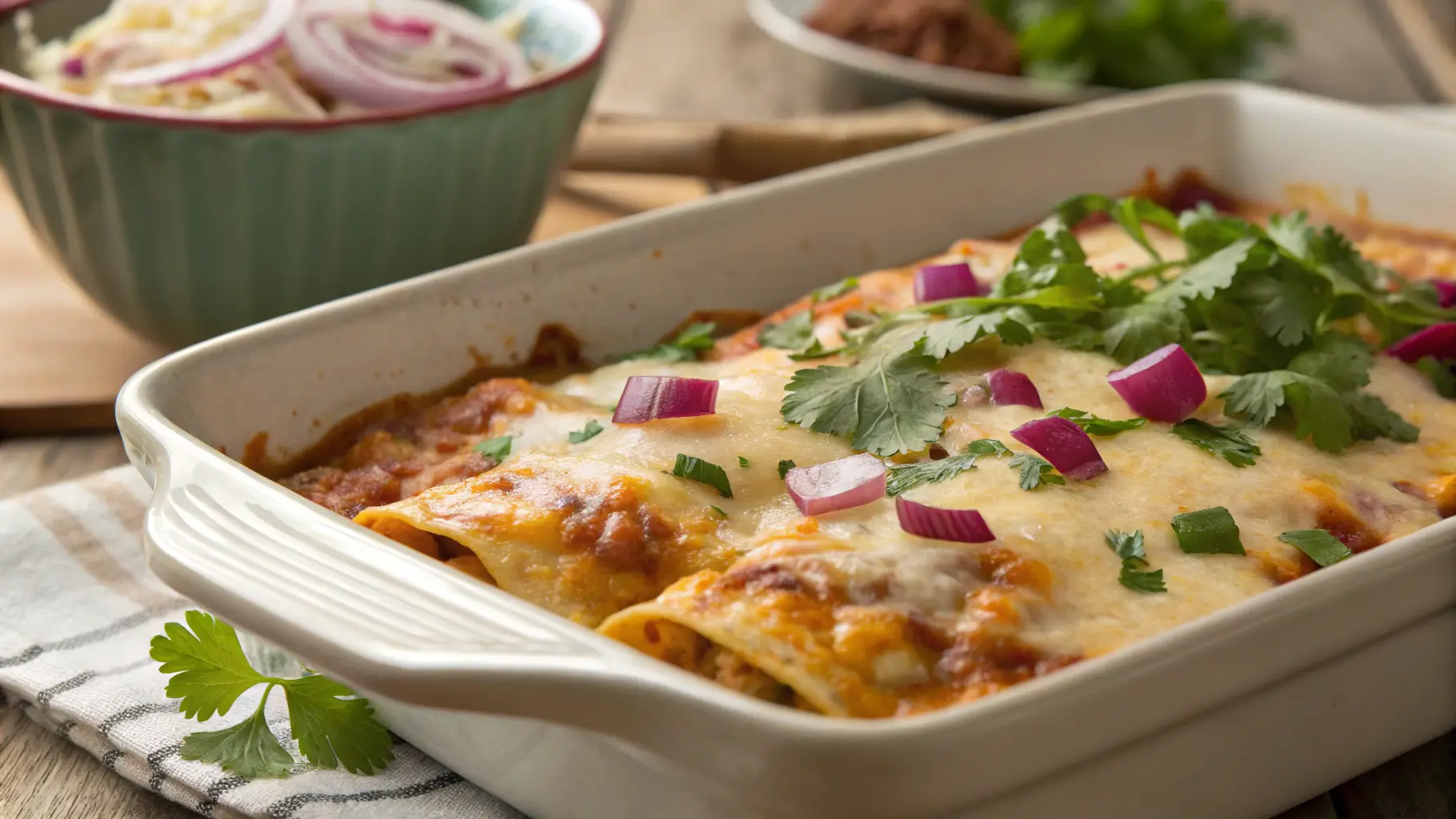 chicken enchilada recipe in casserole dish