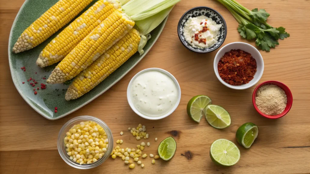 Ingredients for Mexican street corn recipe