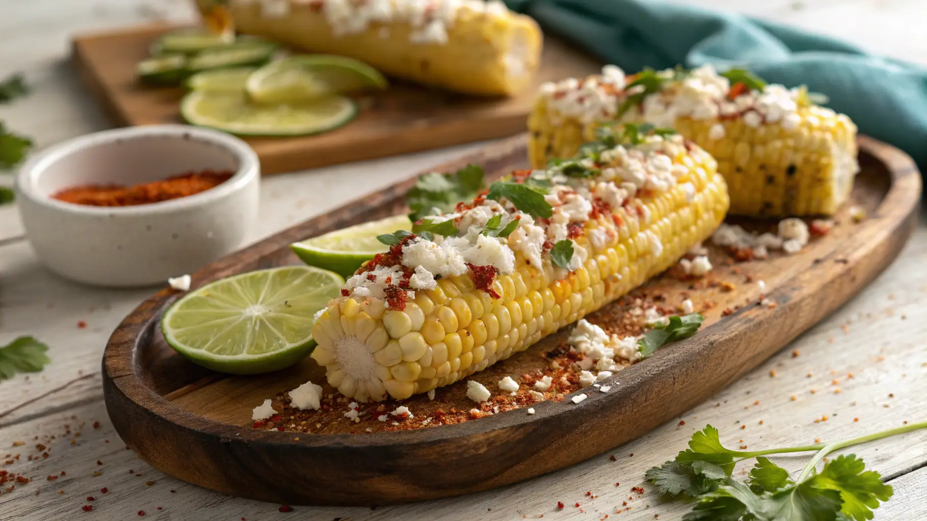 Authentic Mexican street corn recipe with cotija and chili